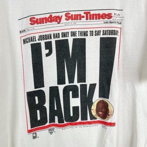 Vintage 1995 Michael Jordan I'm Back Newspaper Tee Shirt XL